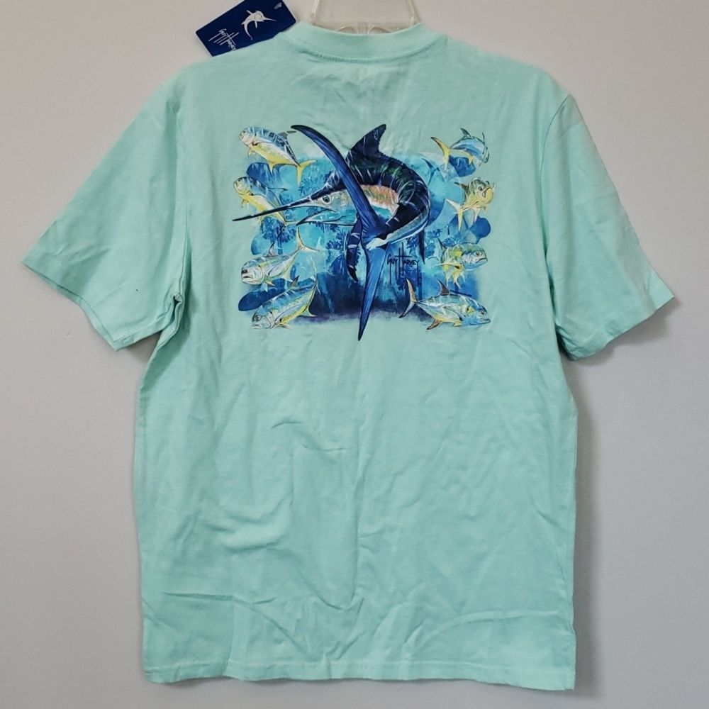 Guy Harvey Tee Mens M Swordfish Graphic S/S Green NWT Fishing Sportsman Casual